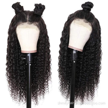 Double Drawn Indian Human Hair Lace Front Closure Wig Virgin Remy Raw Indian Hair Deep Wave 4*4 Closure Pre Plucked Lace Wig